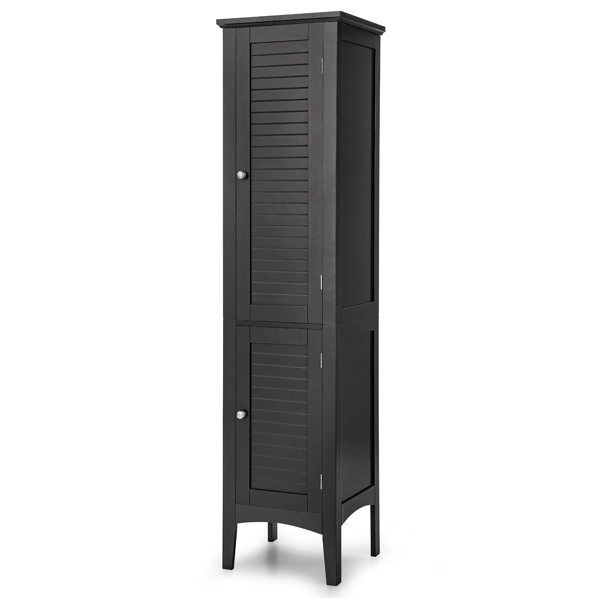 5 Tier  Freestanding Tower Cabinet Tall Bathroom Storage Cabinet Black