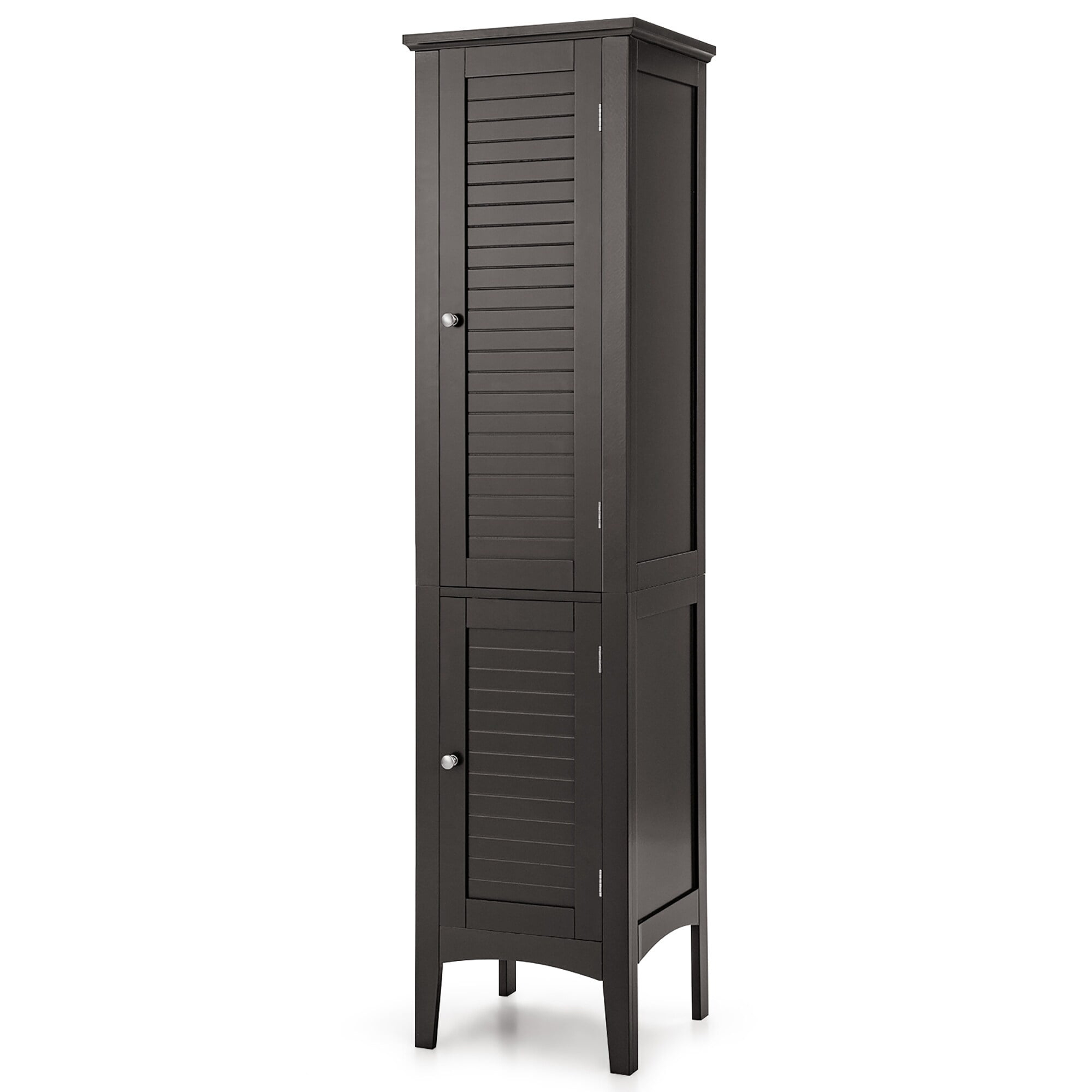 5 Tier  Freestanding Tower Cabinet Tall Bathroom Storage Cabinet Brown