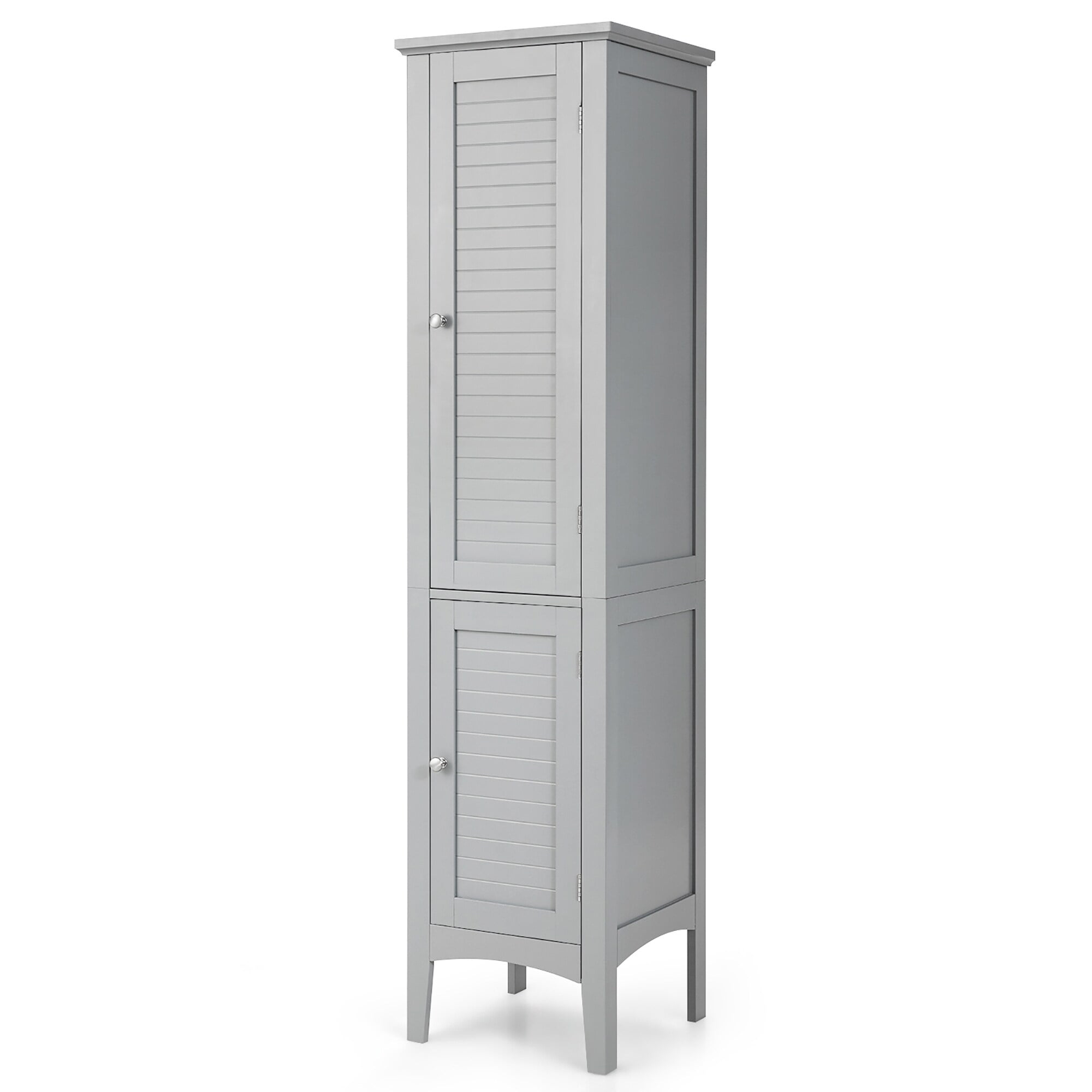 5 Tier  Freestanding Tower Cabinet Tall Bathroom Storage Cabinet Grey