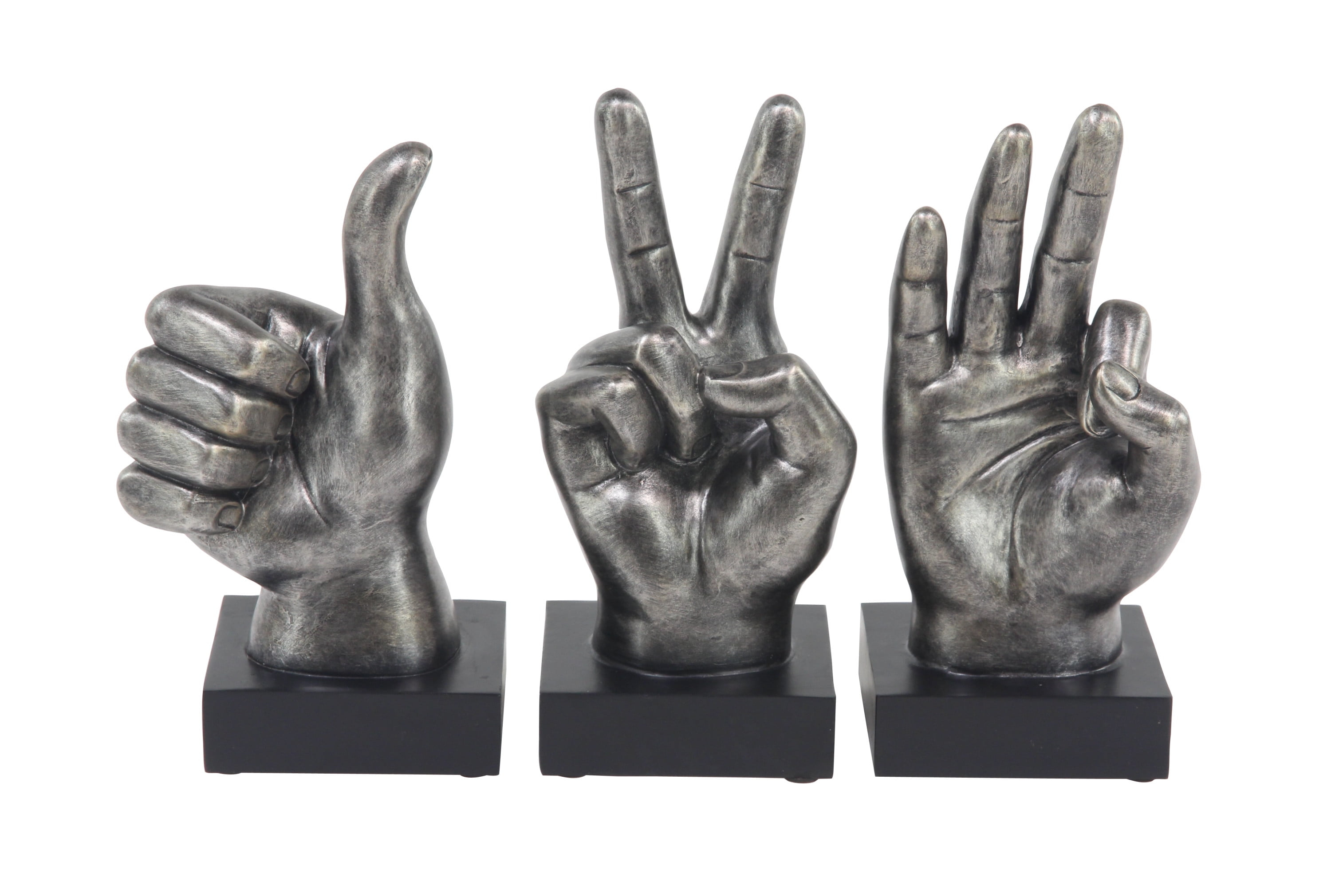 5"W, 11"H Dark Gray Polystone Hands Sculpture, by DecMode (3 Count)