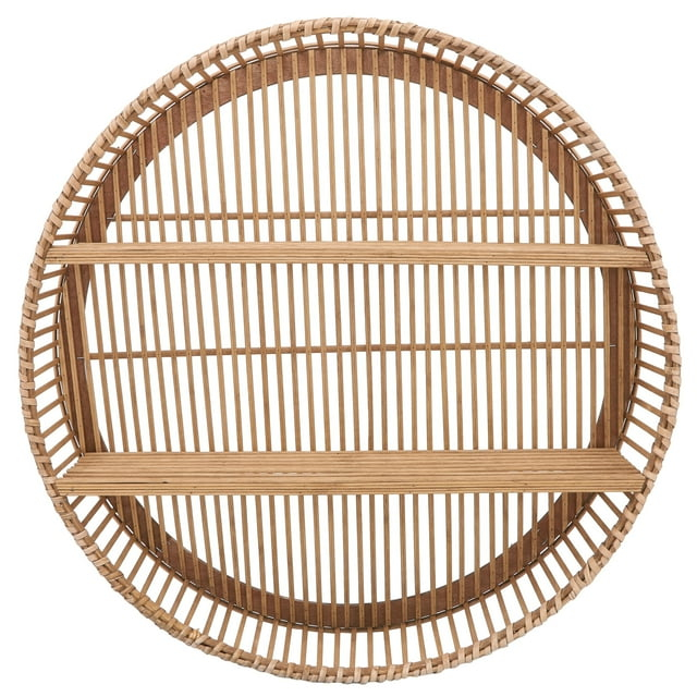 5"Wx31" Diameter, Bamboo Wall Shelf, Natural Finish, Rustic and Decorative Storage Solution for Bedroom, Bathroom,