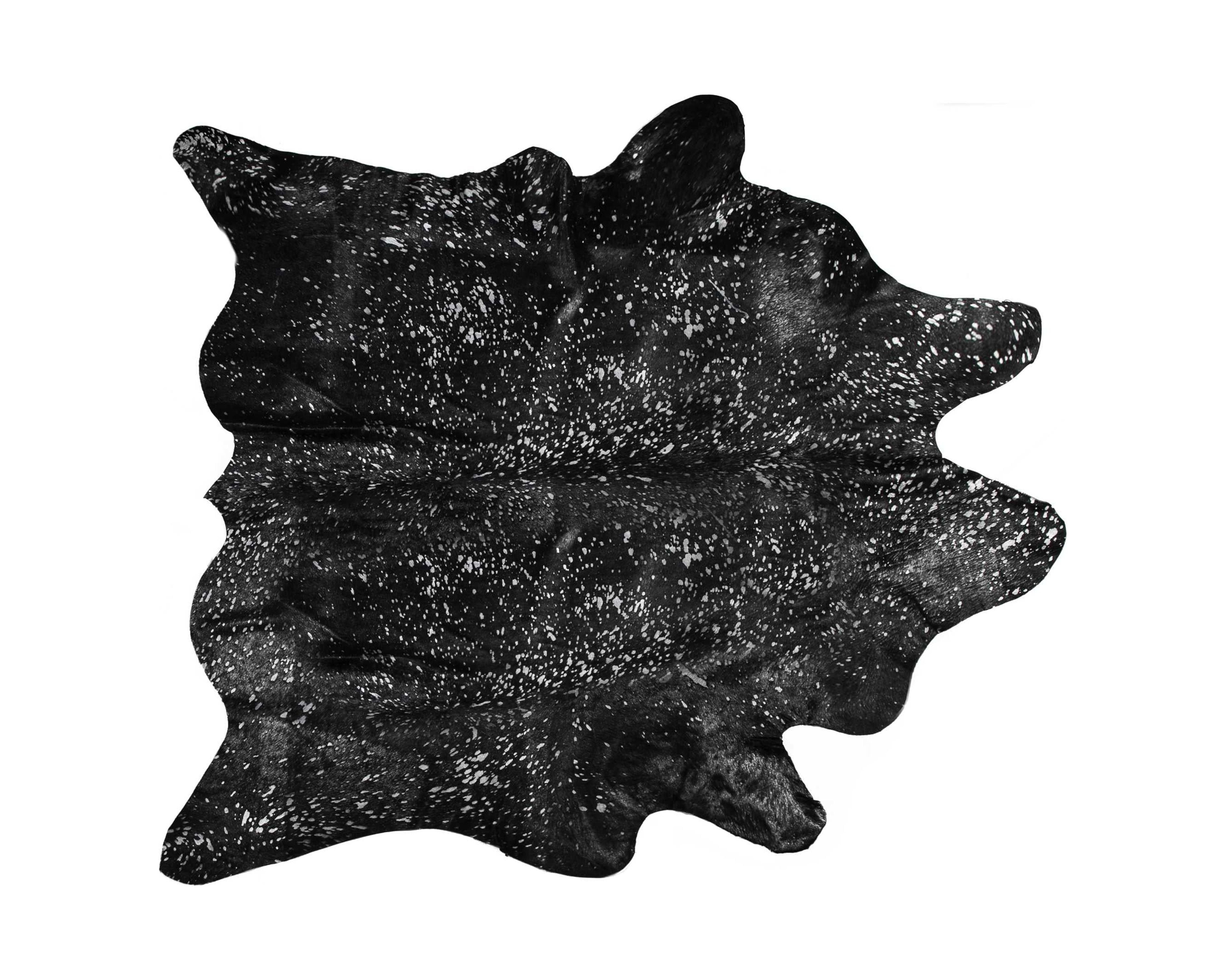 5" X 7" Black And Silver Cowhide Area Rug