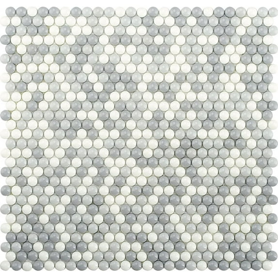 5 pack White and Gray 12.5-in X 12.8-in Recycled Glass Mosaic Floor and Wall Tile (5.56 sq ft/case)