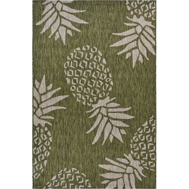 5â€™ x 7â€™ Green Pineapple Indoor Outdoor Area Rug