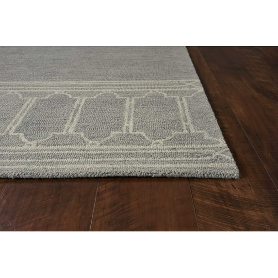 5' x 7' Grey Geometric Pattern Wool Indoor Area Rug