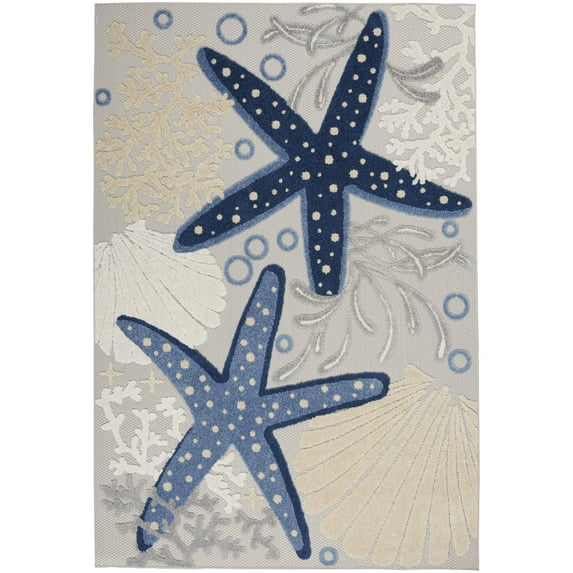 5â€™ x 8' Blue and Gray Indoor Outdoor Area Rug