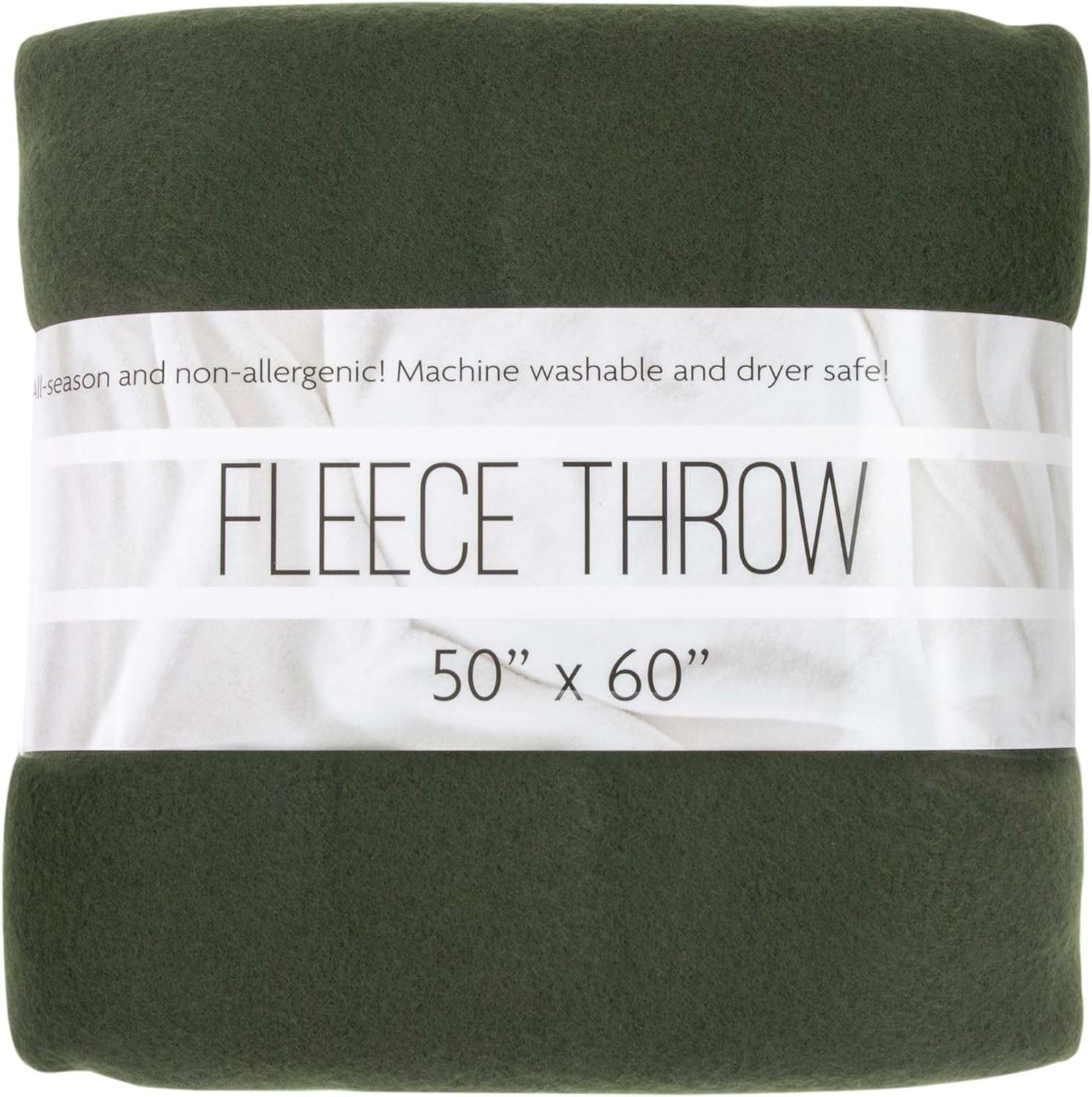 Single Solid Color Hypoallergenic 60”L x 50”W Fleece Throw Blanket for Fall, Winter, Spring, Summer, Men, Women, Children & Pets in Dark Green