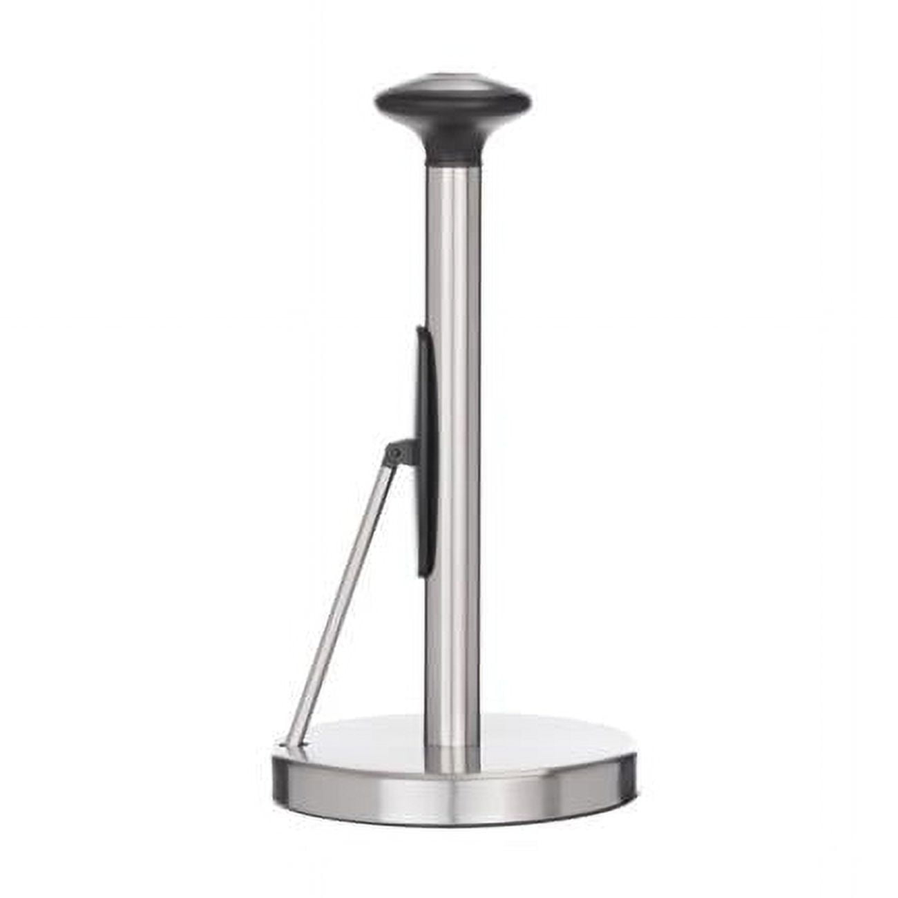 Jiallo Stainless Steel Paper Towel Holder with Black Knob and Tension Arm