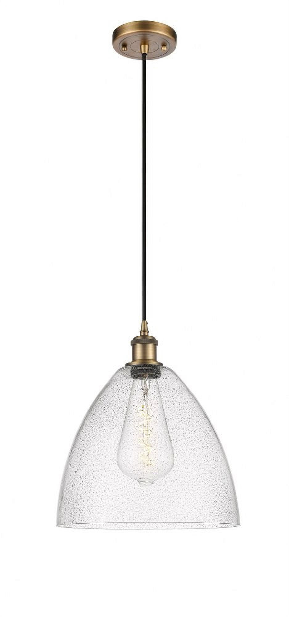 516-1P-WPC-GBD-124 Innovations Lighting Ballston Bristol Glass 1 Light 12" Cord Hung Mini Pendant Brushed Brass/Seedy