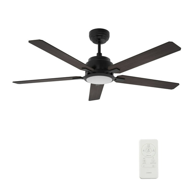 52" 5 Baldes Smart Wifi Ceiling Fan with Remote and Dimmable LED Light Dark Wood