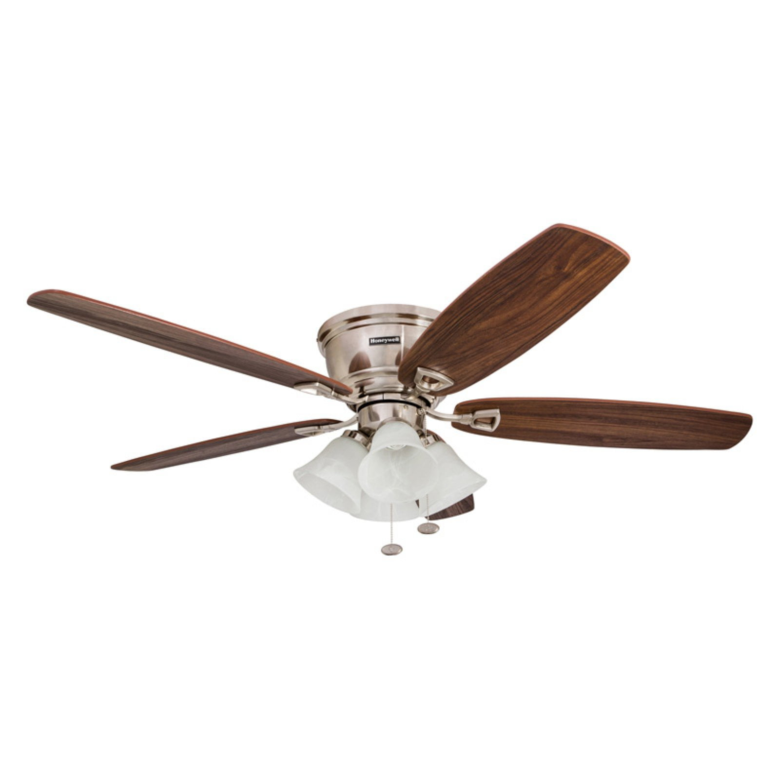 52" Honeywell Glen Alden Brushed Nickel Hugger Ceiling Fan with 4 Light