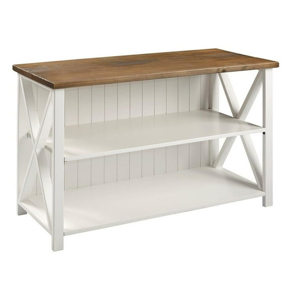 52" Solid Wood Farmhouse Storage Console - White/Reclaimed Barnwood