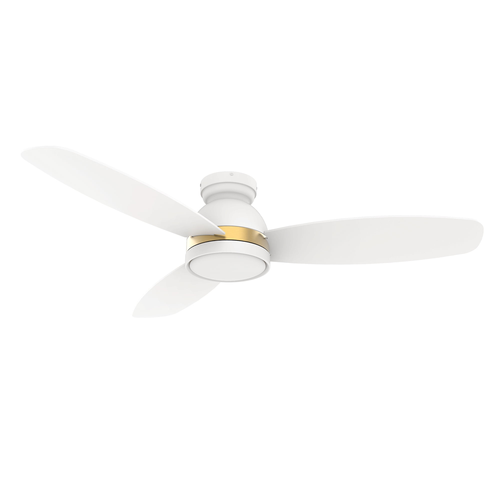 52" White/Gold Indoor Low Profile Smart Ceiling Fan with Remote Control and Dim Lights