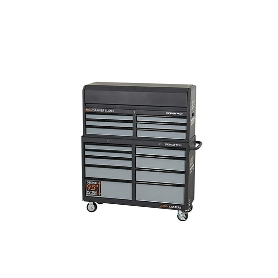 SHOPMAX, 100 lb, 52" Steel 15-Drawer Tool Chest and Rolling Cabinet Black