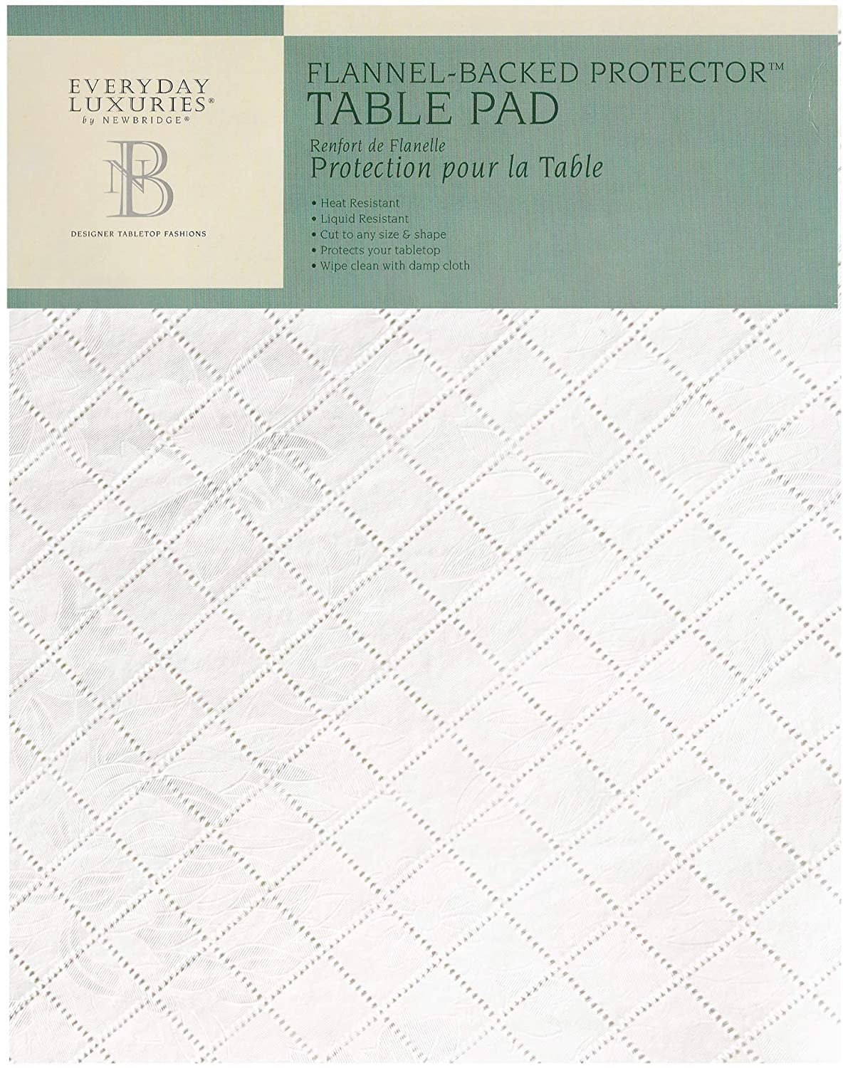 52 inch Round Embossed Vinyl Cut to Size Dining Table Pad Protector with Flannel Backing