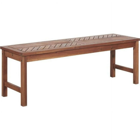 53" Modern Outdoor Wood Patio Dining Bench - Brown