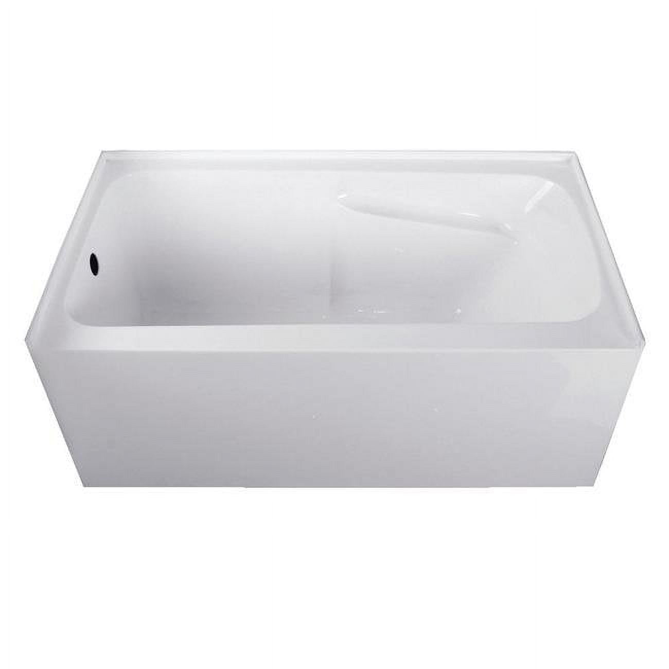 54 in. Acrylic Alcove Tub with Arm Rest & Left Hand Drain Hole, White