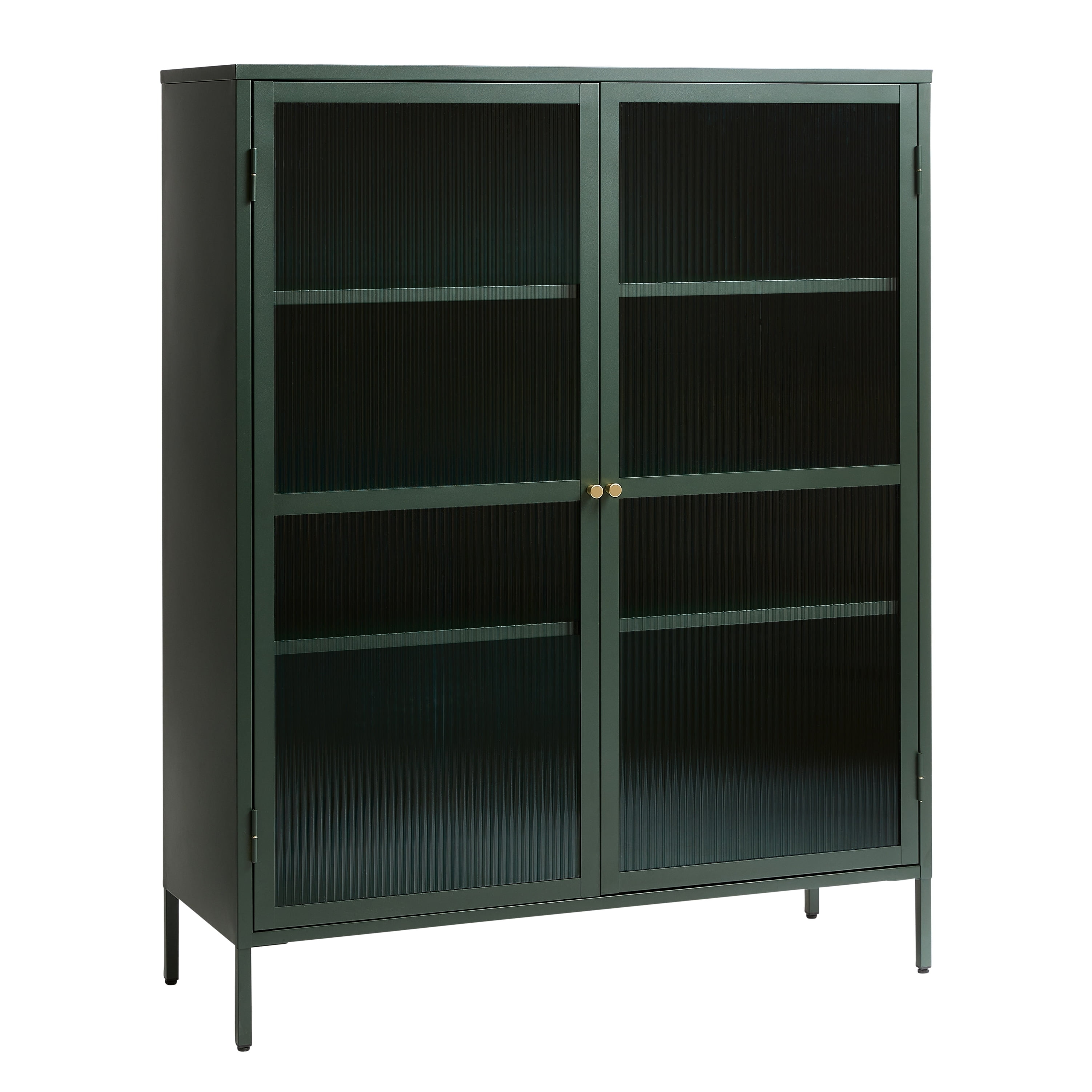 55" Contemporary Glass & Metal Display Cabinet in Green