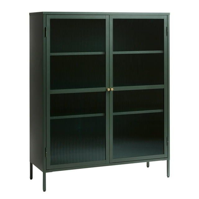 55" Contemporary Glass & Metal Display Cabinet in Green