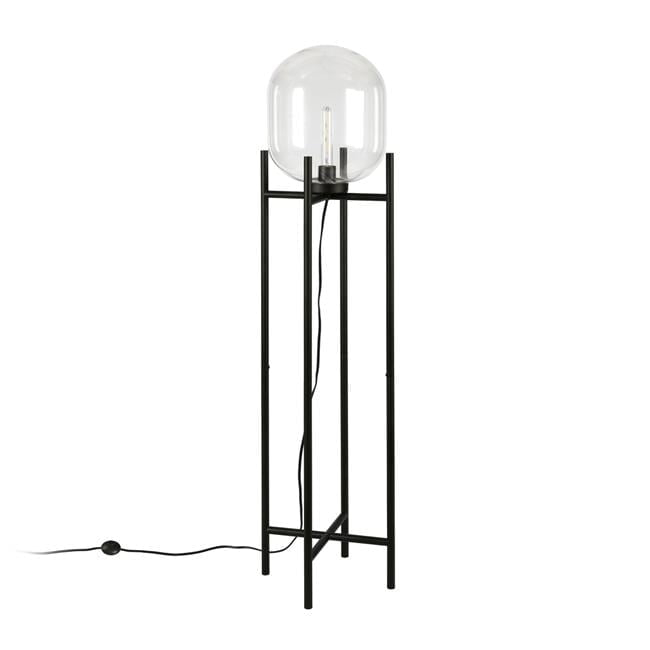 55 in. Novelty Floor Lamp with Clear Transparent Glass Globe Shade, Black