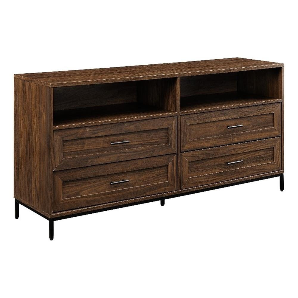 Walker Edison 56" Engineered Wood 4-Drawer Wood TV Stand in Dark Walnut