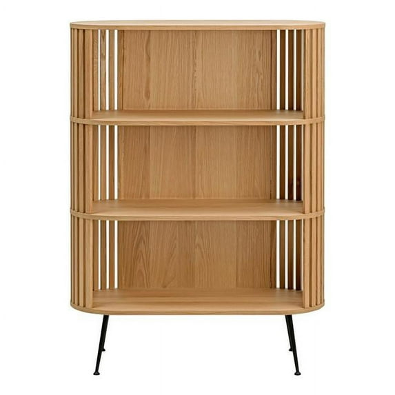 57 x 41 x 16 in. White Wood Three Tier Standard Bookcase