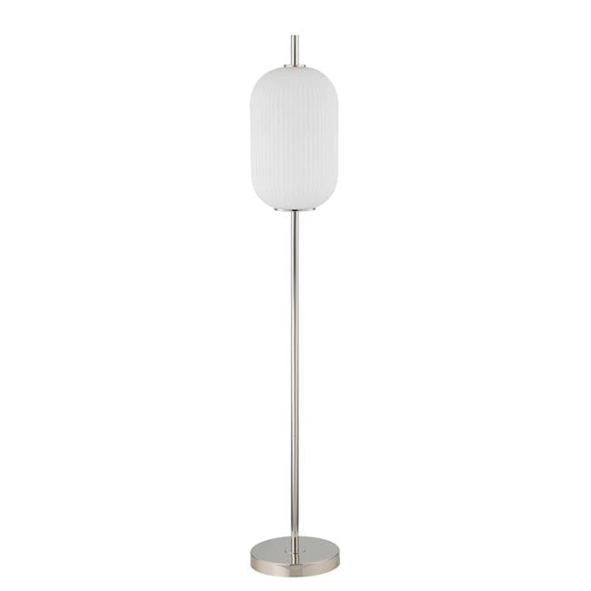 58 in. Aimy Metal Floor Lamp with LED Glass Shade, Silver & White