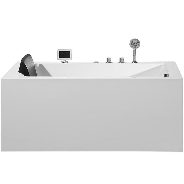 59 in. Acrylic Right Drain Rectangular Alcove Whirlpool Bathtub in White