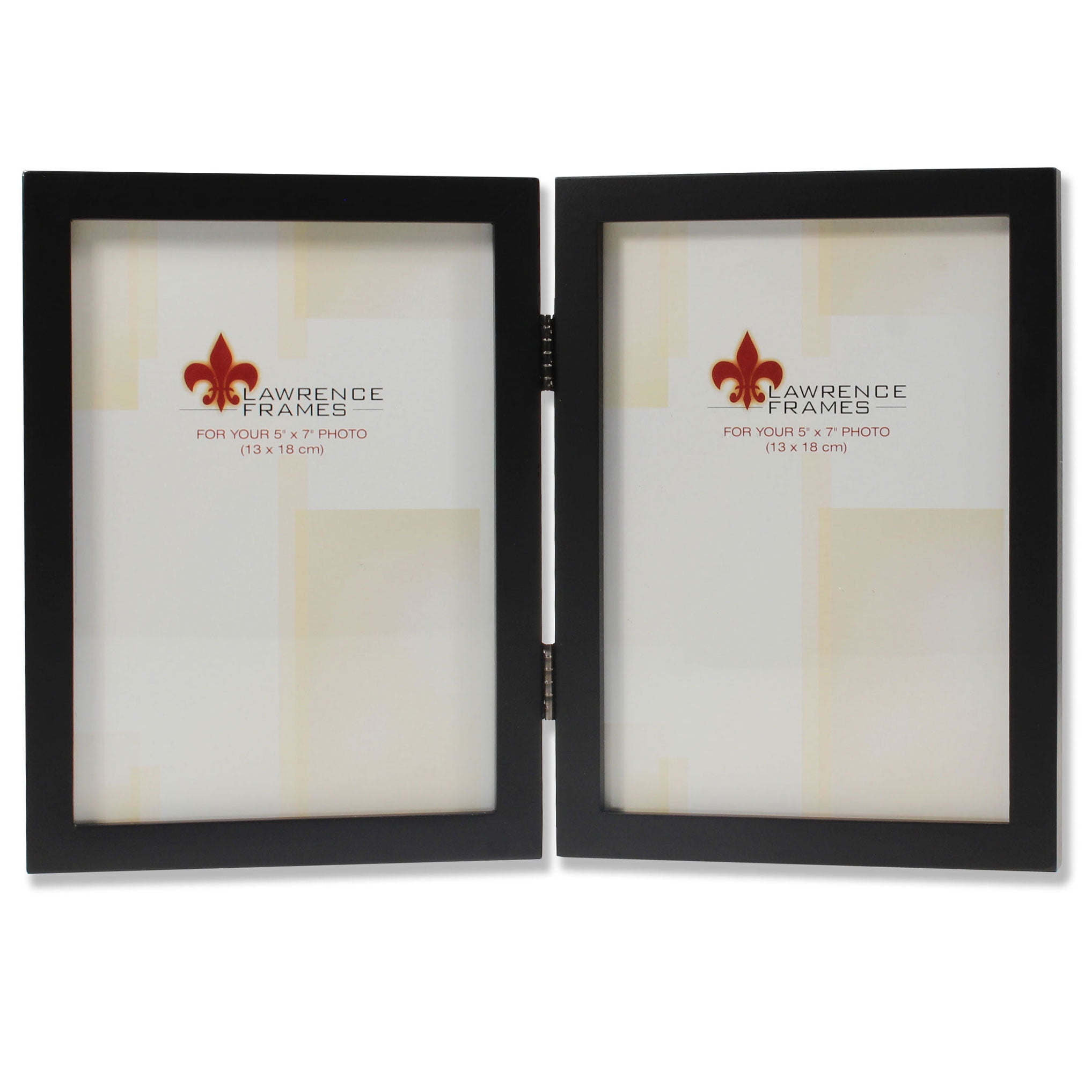 Lawrence Frames Hinged Double Black Wood Picture Frame, Gallery Collection, 5 by 7-Inch