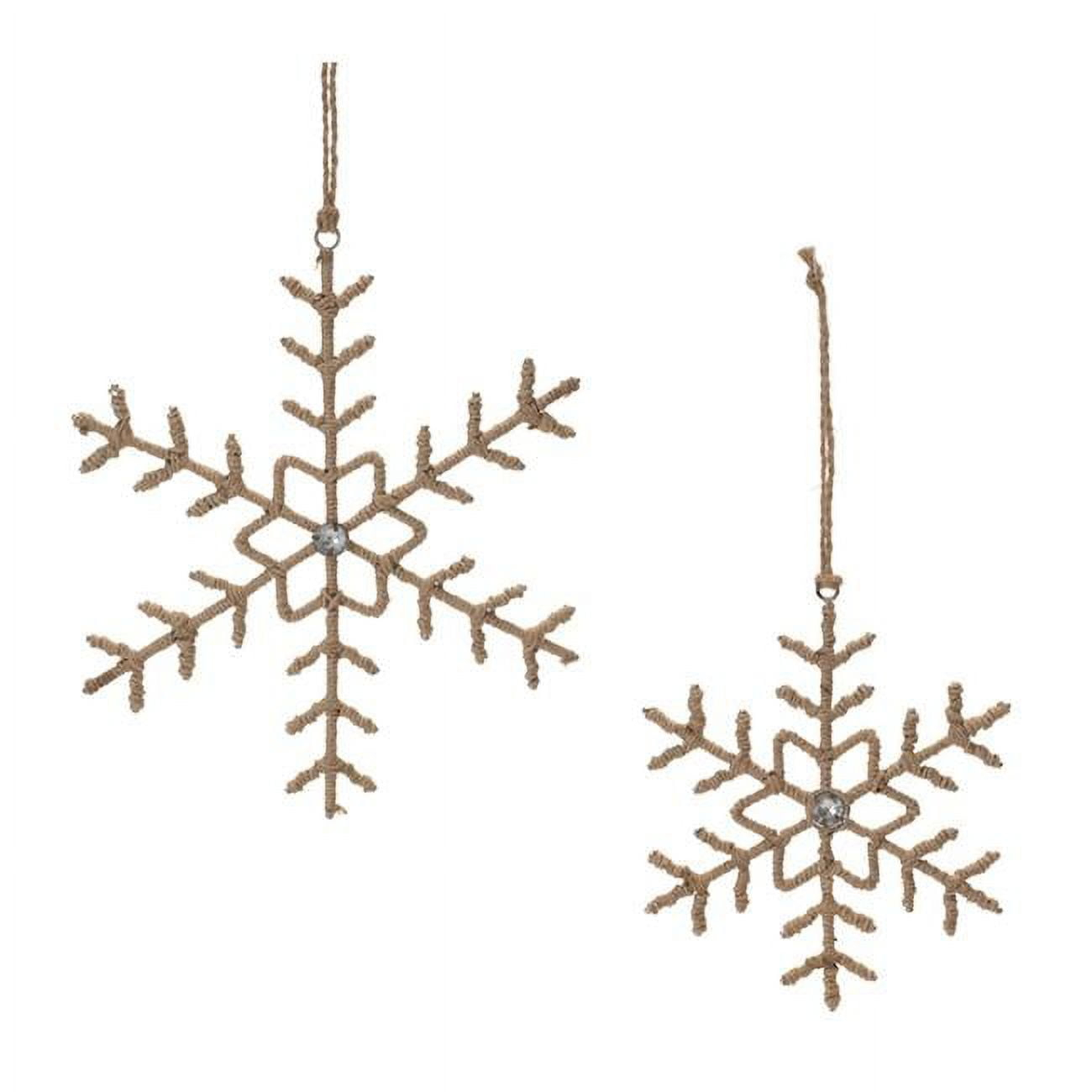 6.5 & 8.5 in. Iron & Thread Snowflake Ornament, Beige - Set of 12