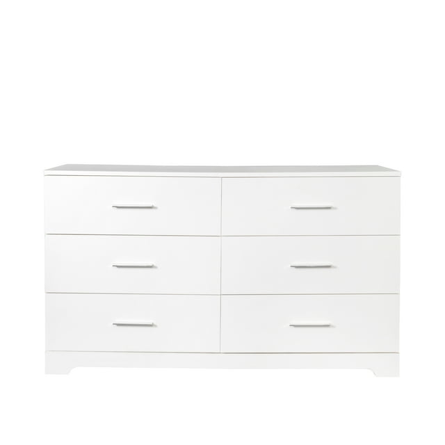 Ktaxon Bedroom Dresser with 6 Drawers, Wooden Double Dresser for Entryway, Wide Storage Cabinet for Living Room, White