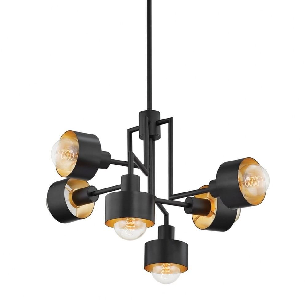 6 Light Chandelier   Soft Black/Gold Leaf Finish Troy Lighting F8726-Sbk/Gl