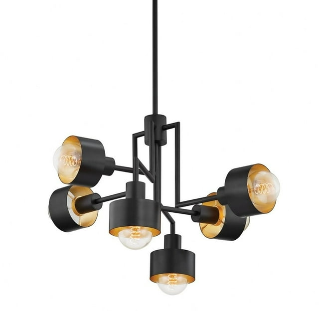 6 Light Chandelier   Soft Black/Gold Leaf Finish Troy Lighting F8726-Sbk/Gl