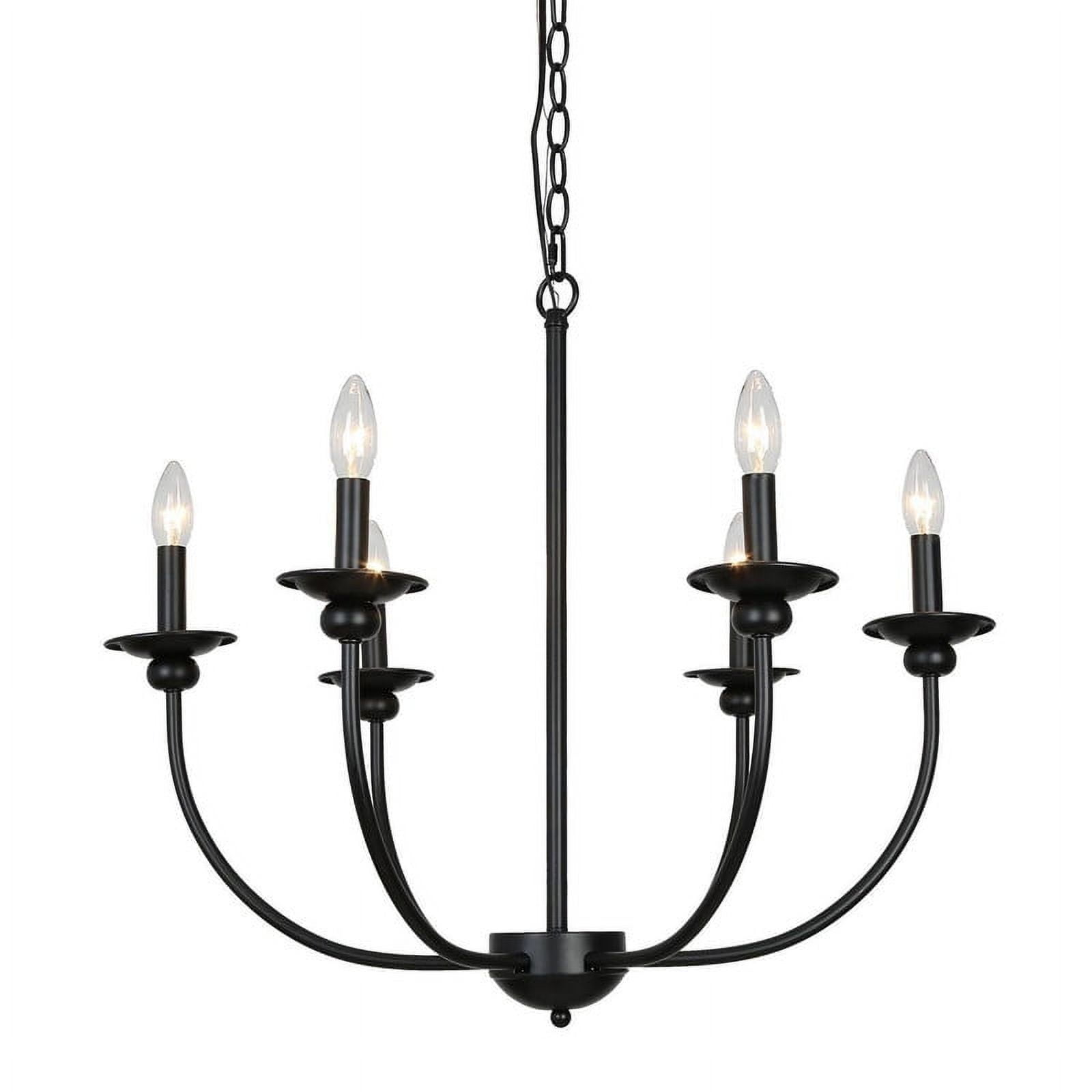 LNC 6-Light Modern/Contemporary Matte Black Large Candle Chandelier