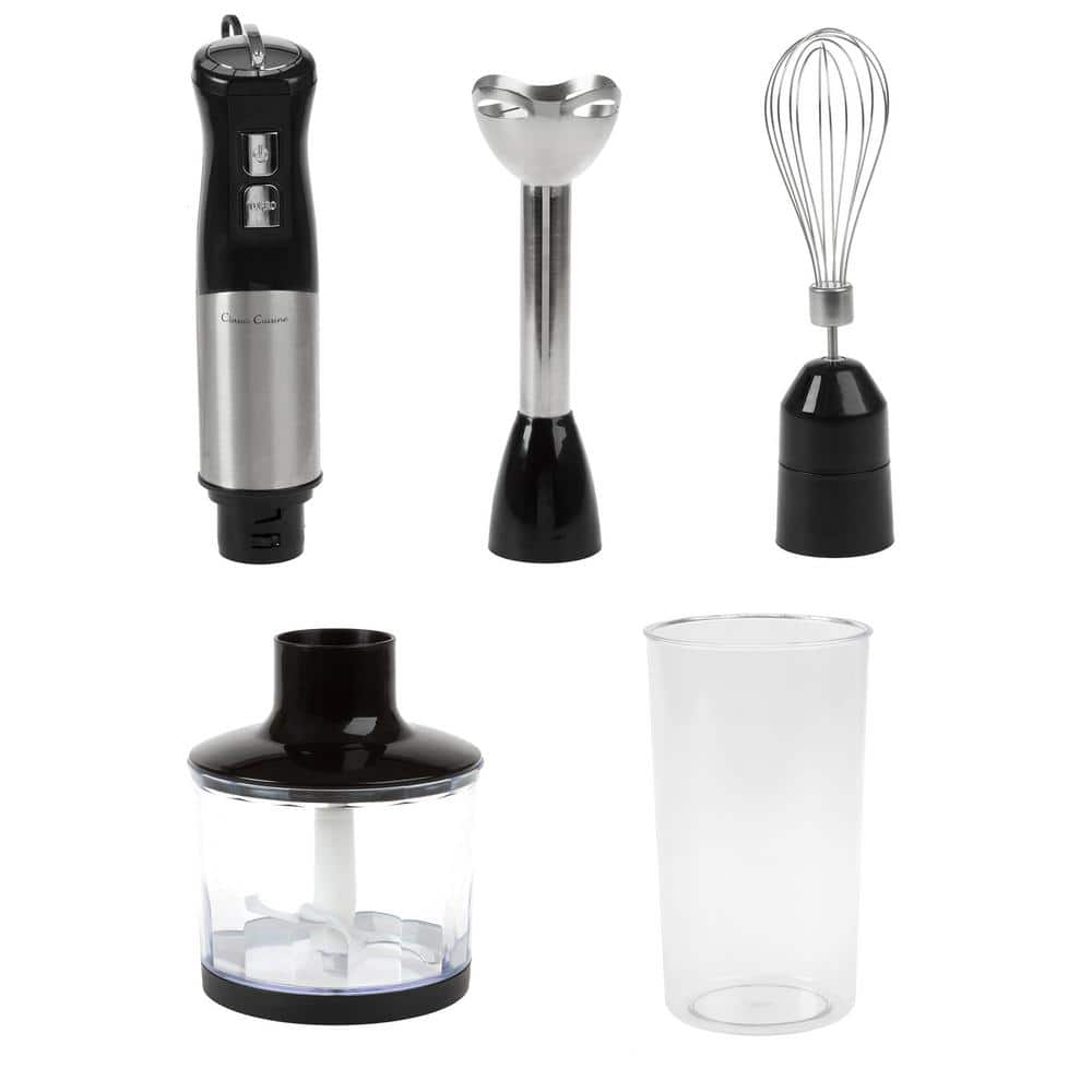 Classic Cuisine 6-Speed Handheld 4-in-1 Immersion Blender for Soups (Black)