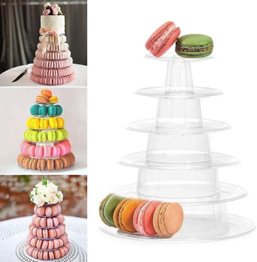 6 Tier Macaron Tower Stand 1 Pcs, Round Plastic Macaron Tower Stand,for Wedding Birthday Party ,Plastic Display Stand,Stand Cake Display for Birthday Party,Topboutique