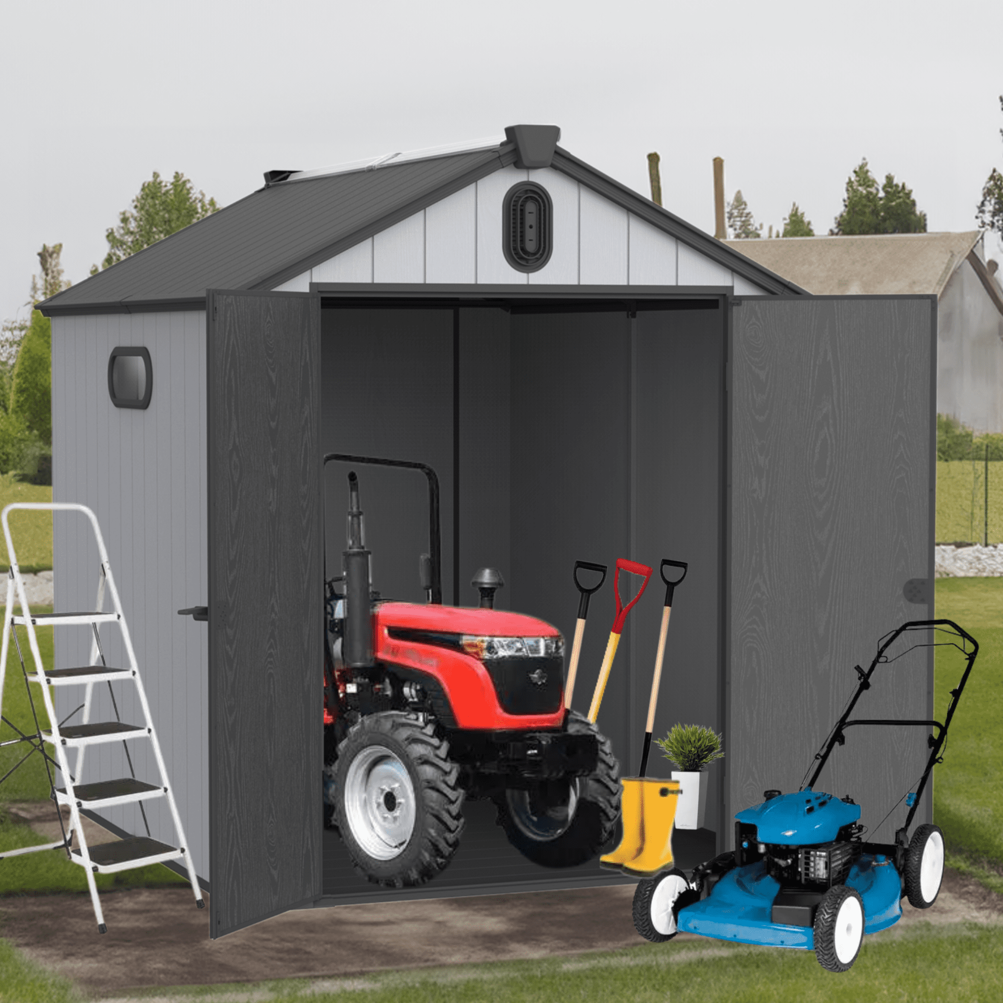Black and Gray 6x8 ft Plastic Outdoor Storage Shed