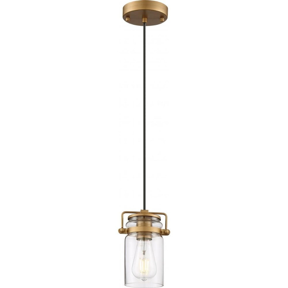 60/6735-Nuvo Lighting-Antebellum-1 Light Mini Pendant-5 Inches Wide by 7.5 Inches High-Vintage Brass Finish    -Traditional Installation
