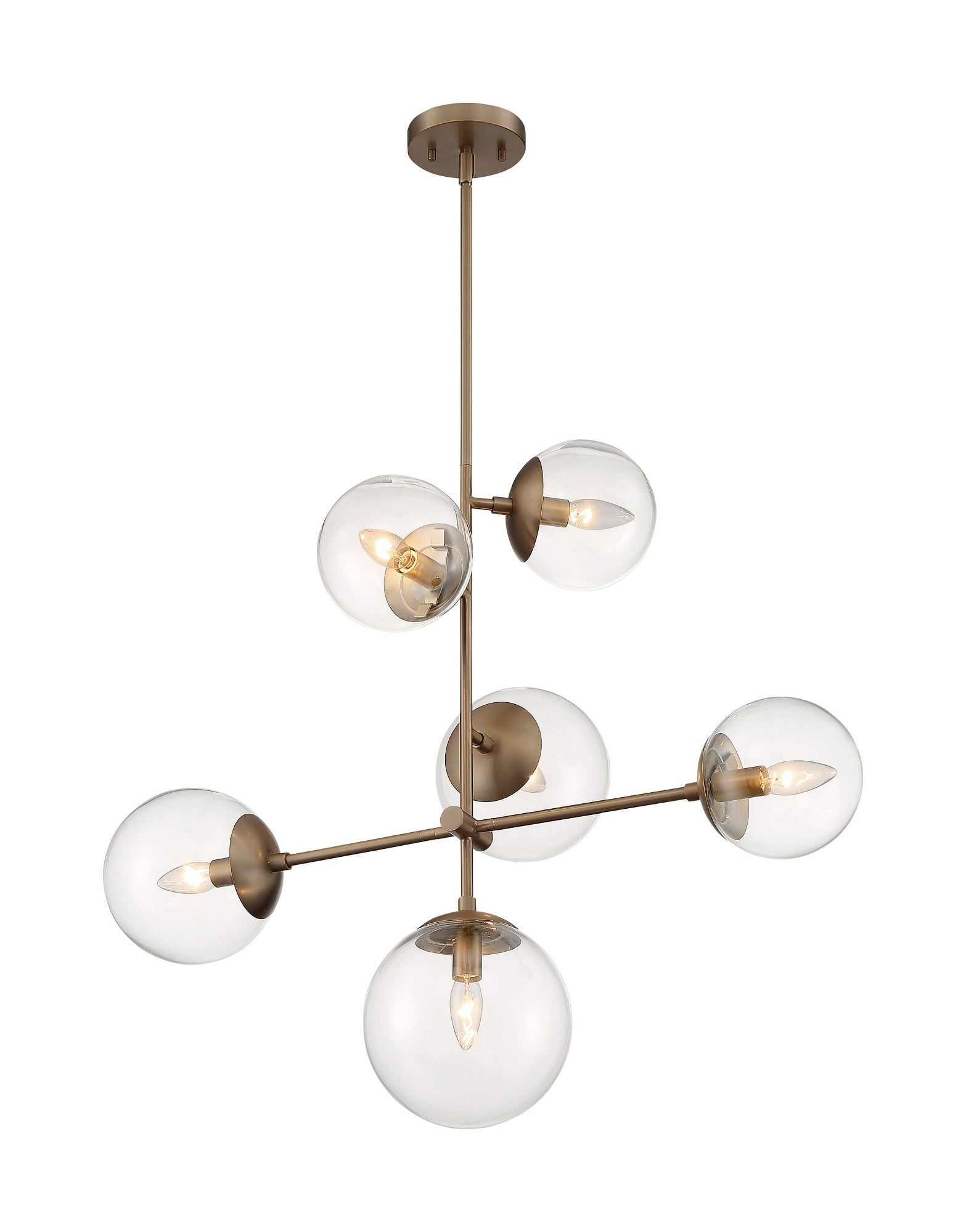 60/7125-Nuvo Lighting-Sky-6 Light Pendant in Industrial Style-16 Inches Wide by 27.88 Inches High-Burnished Brass Finish