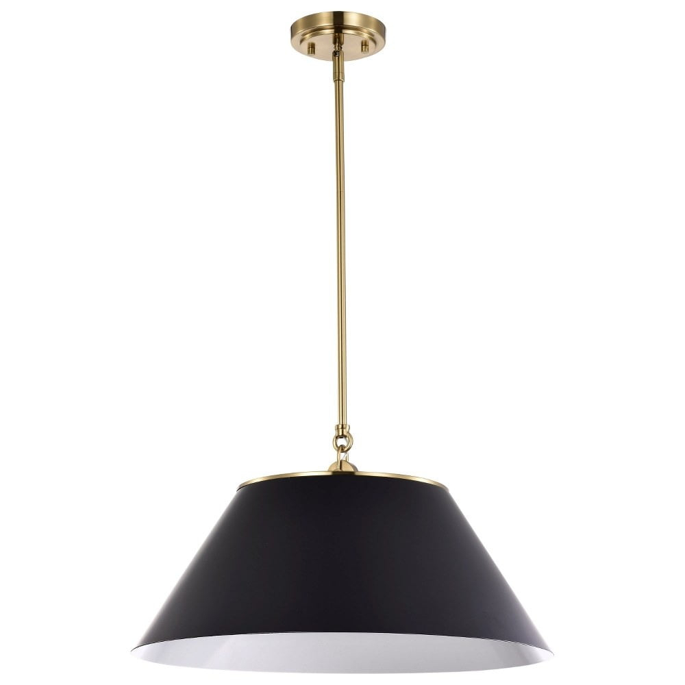 60/7414-Nuvo Lighting-Dover - 3 Light Large Pendant In Mid-Century Modern Style-13.75 Inches Tall and 20 Inches Wide-Black/Vintage Brass Finish