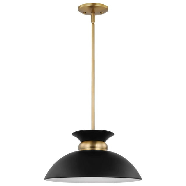Nuvo Lighting Perkins 1 Light Small Pendant Matte Black with Burnished Brass
