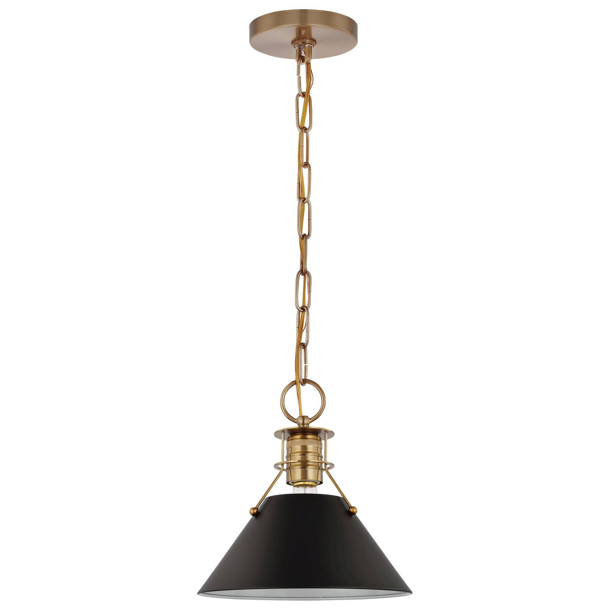 Nuvo Lighting Outpost 1 Light Small Pendant Matte Black with Burnished Brass