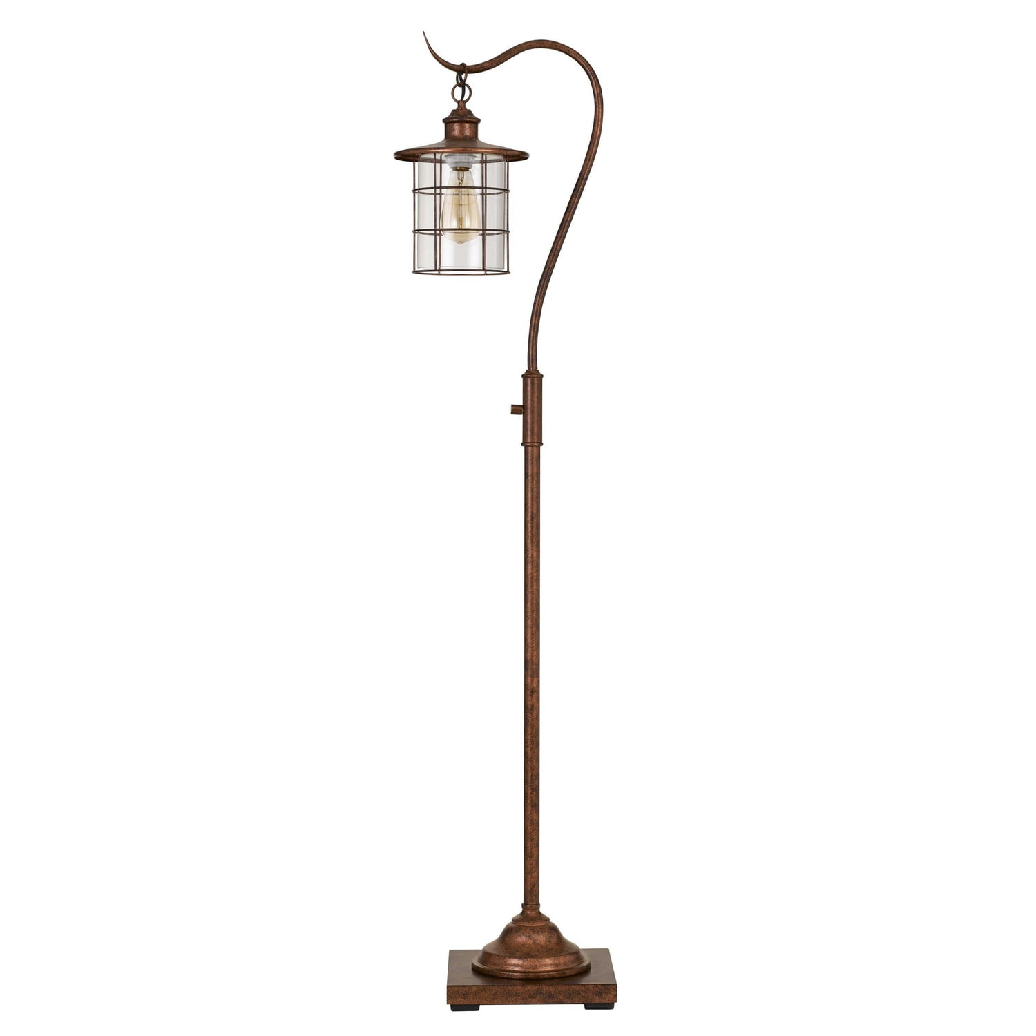 Benjara 60 Inch Metal Downbridge Design Floor Lamp with Caged Shade, Rustic Bronze