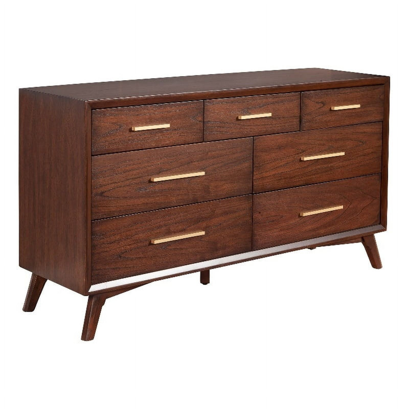 60 Inch Wooden Dresser with 7 Drawers Brown
