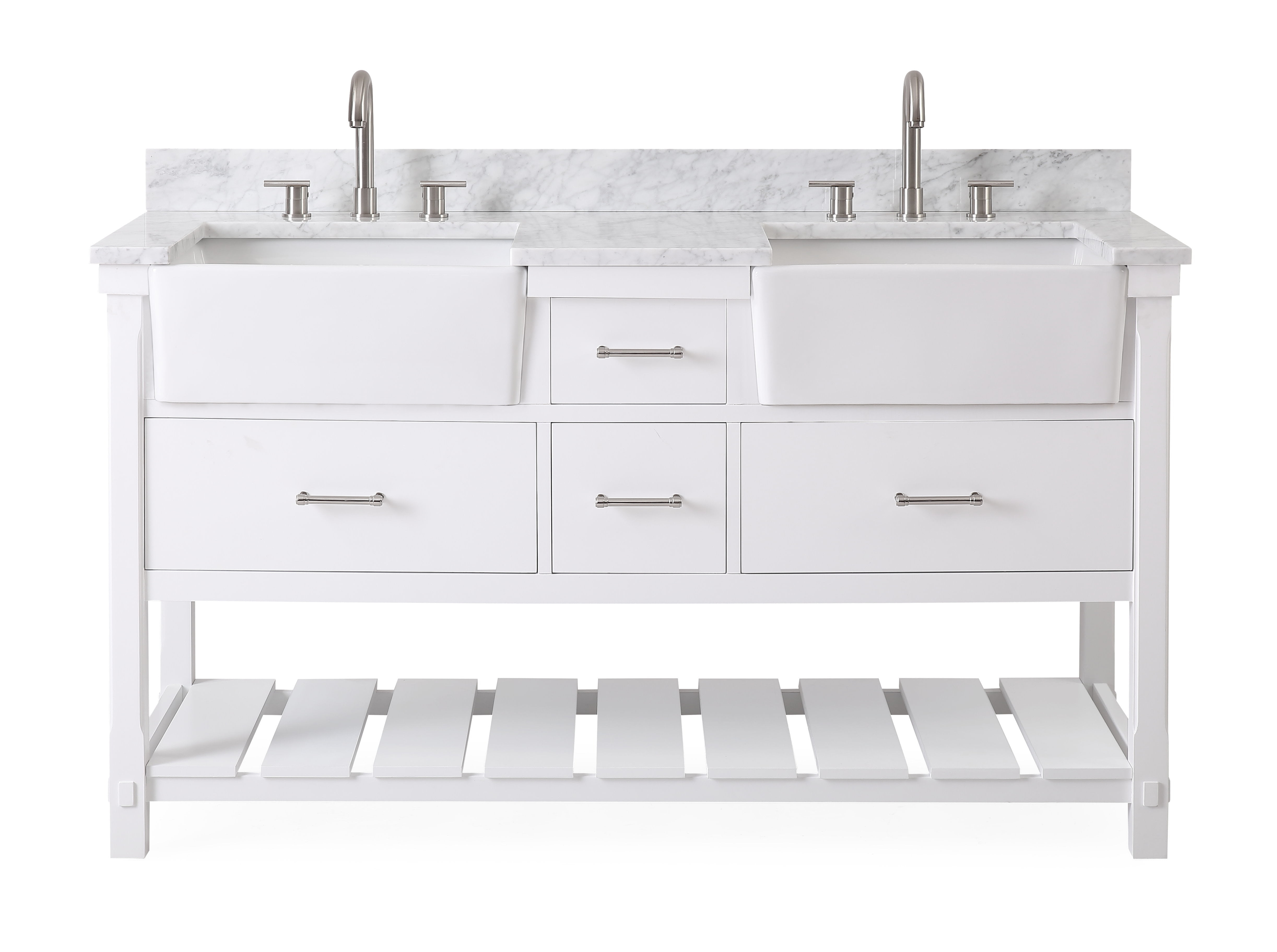 60-Inches Kendia Double Farmhouse Sink Bathroom Vanity