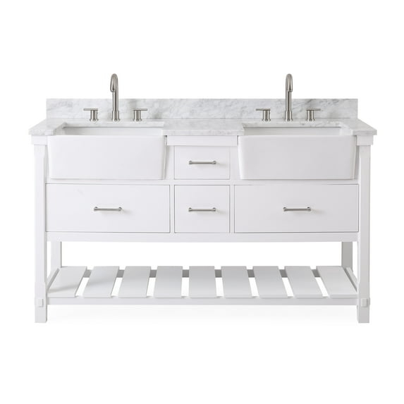 60-Inches Kendia Double Farmhouse Sink Bathroom Vanity