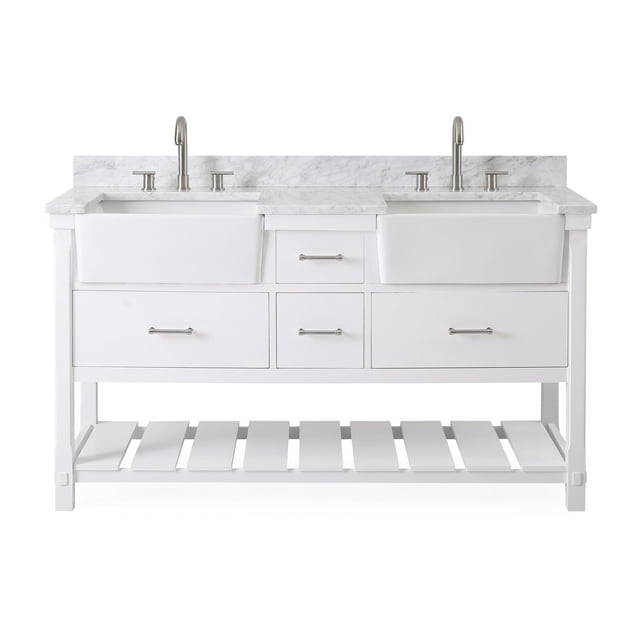 60-Inches Kendia Double Farmhouse Sink Bathroom Vanity