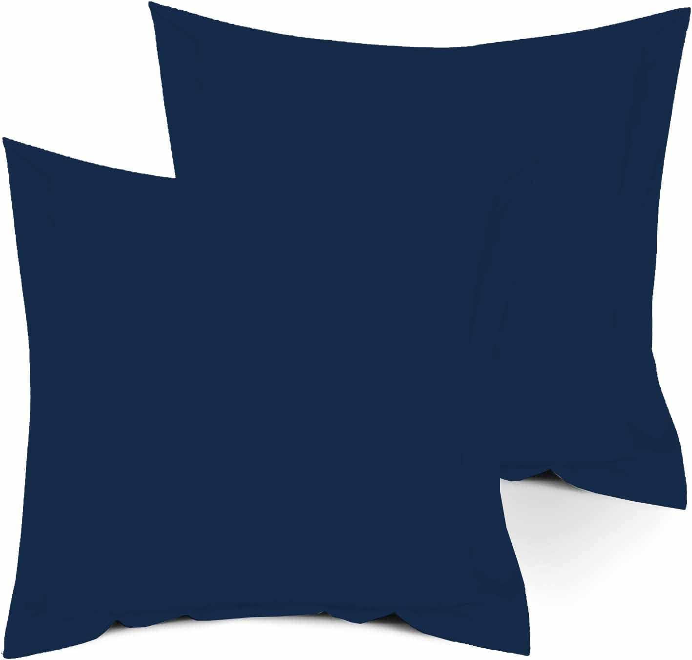 Vedanta Home Collection Square European Pillow Shams 28x28 Set of 2 Navy Blue Euro Shams 600 Thread Count 100% Natural Cotton Euro Pillow Shams Decorative