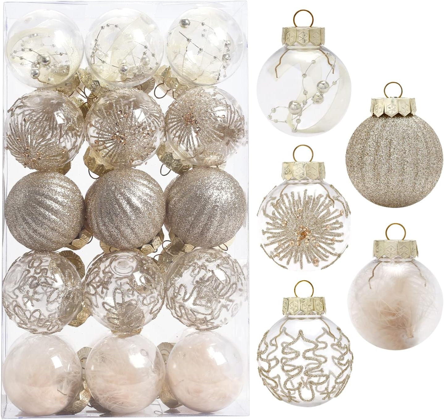 60MM/2.36" Christmas Ball Ornaments, 30PCS Shatterproof Decorative Hanging Ball Ornament with Stuffed Delicate Decorations, Xmas Tree Balls for Halloween Holiday Party Thankgivings (Silver)