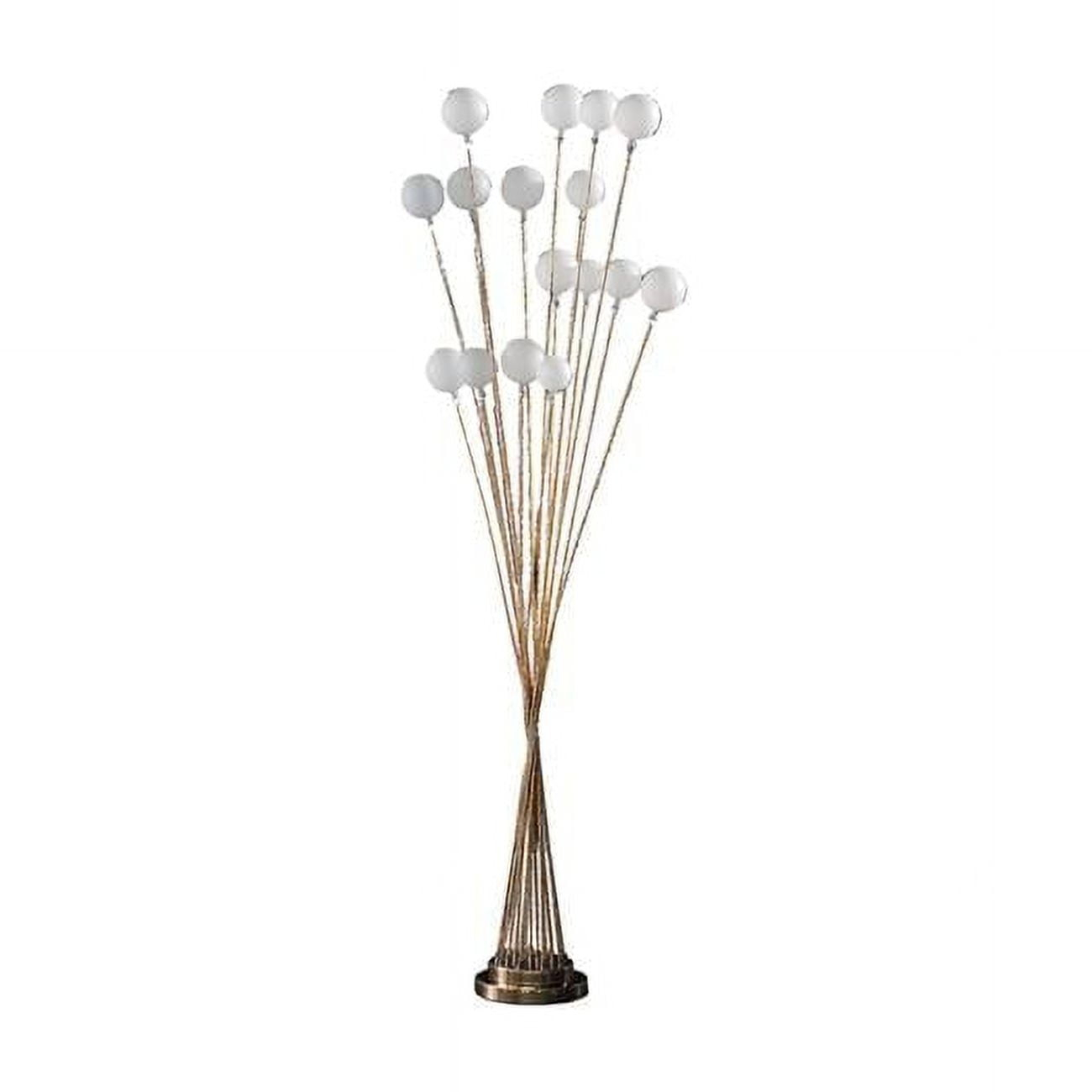 61.5 in. 16-Light Acrylic Globe Aluminun LED Chrysanthe Metal Floor Lamp, Yellow & Gold